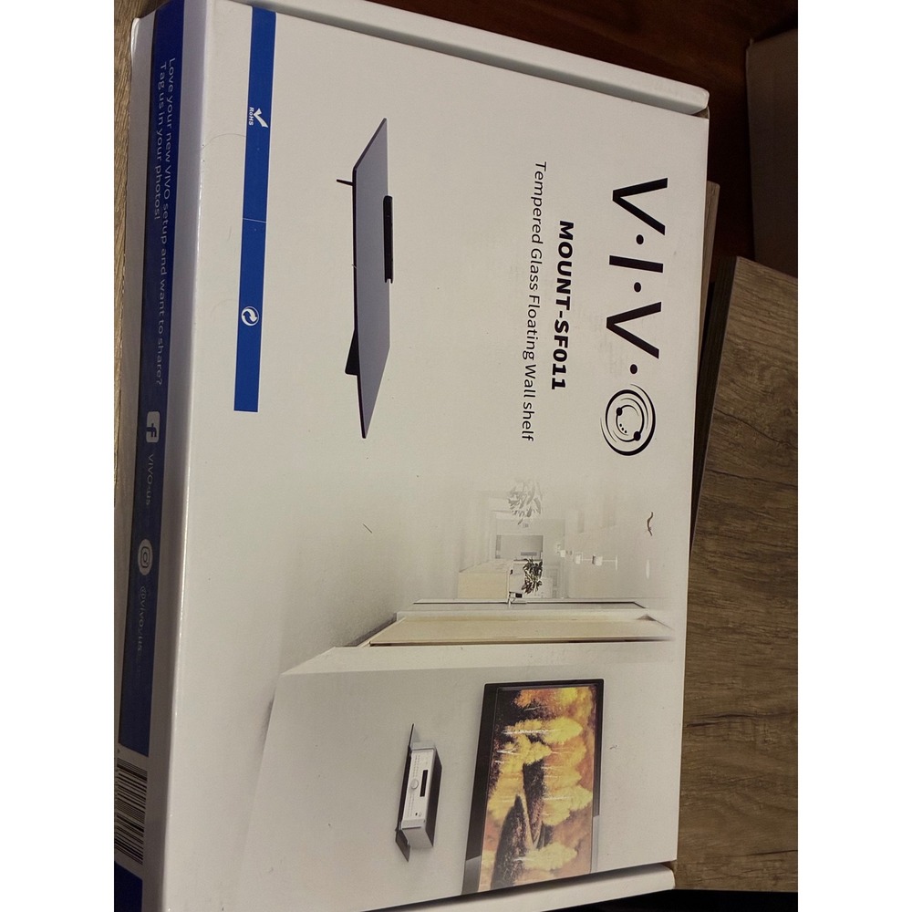 VIVO MOUNT-SF011 Tempered Glass Floating Wall Shelf 5mm for Media Devices